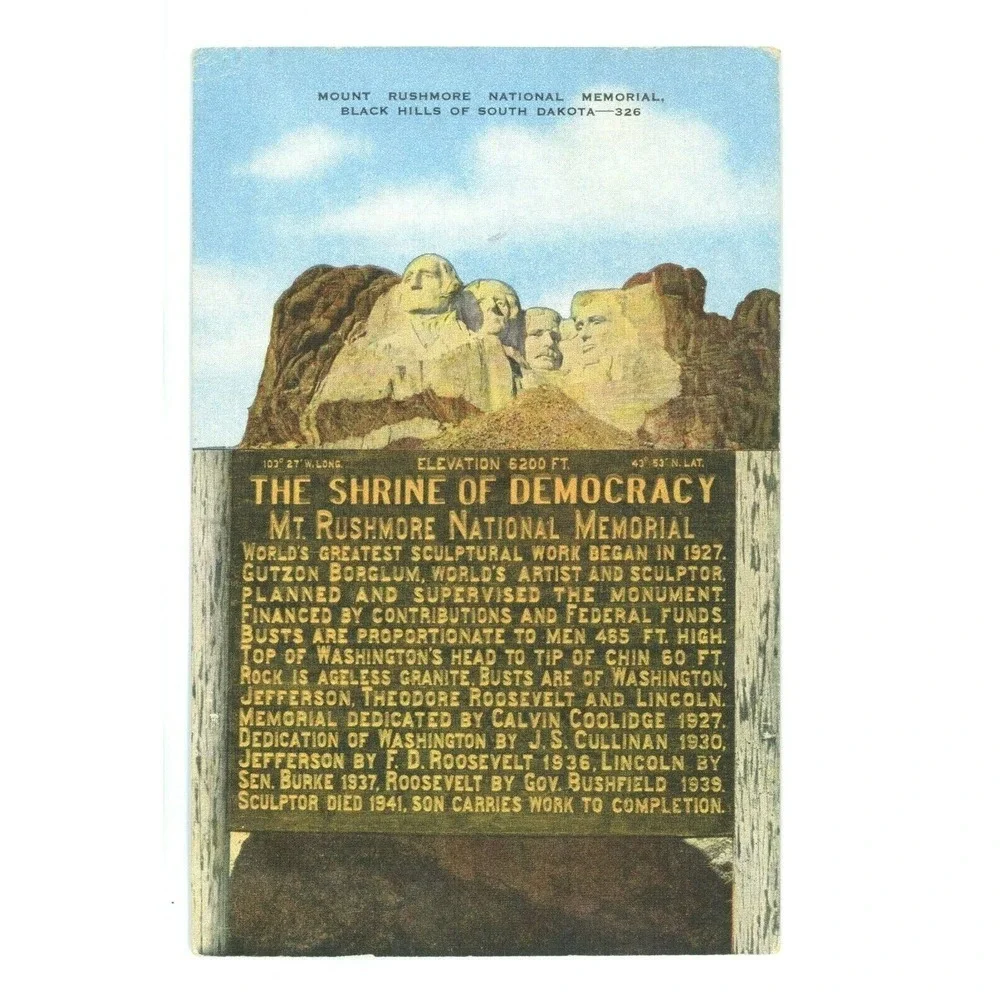 Vintage Postcard South‎ Dakota Mount Rushmore National Memorial Black Hills USA